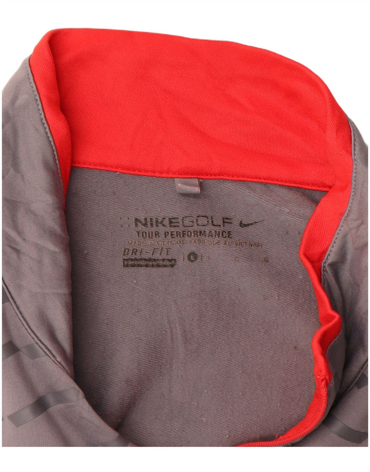 Nike Herren Dri Fit Pullover-Trainingsoberteil mit Reißverschluss, Größe L, grau gestreift