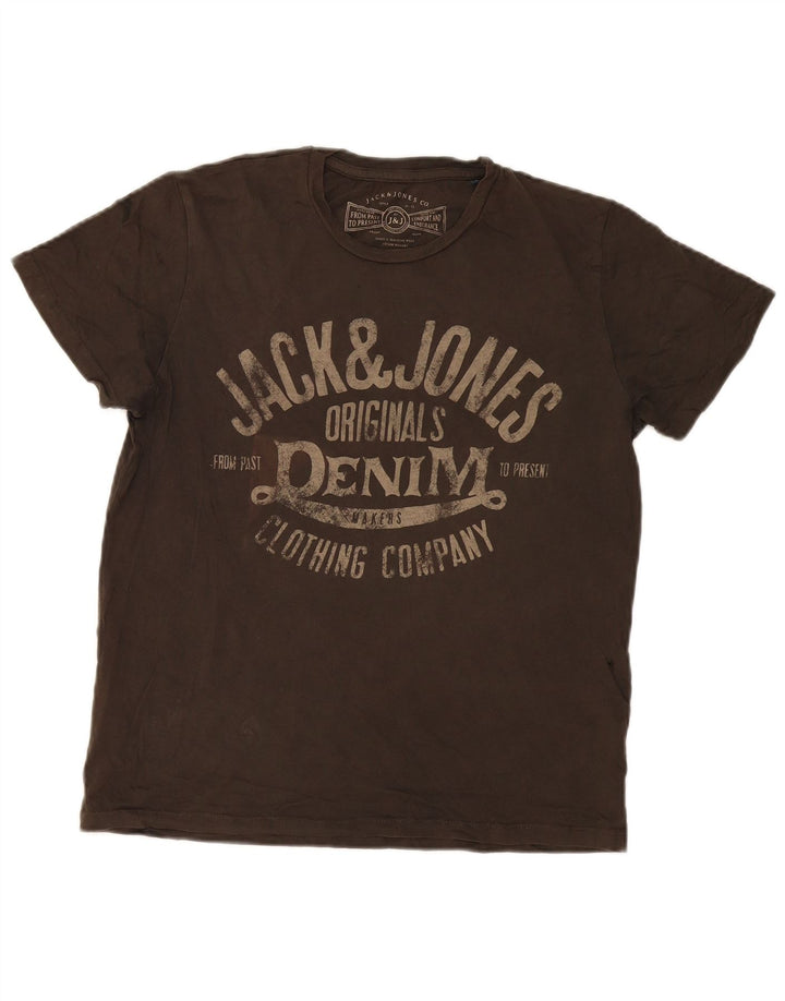 Jack & Jones Herren-T-Shirt mit Grafik, Größe S, Khaki, Baumwolle