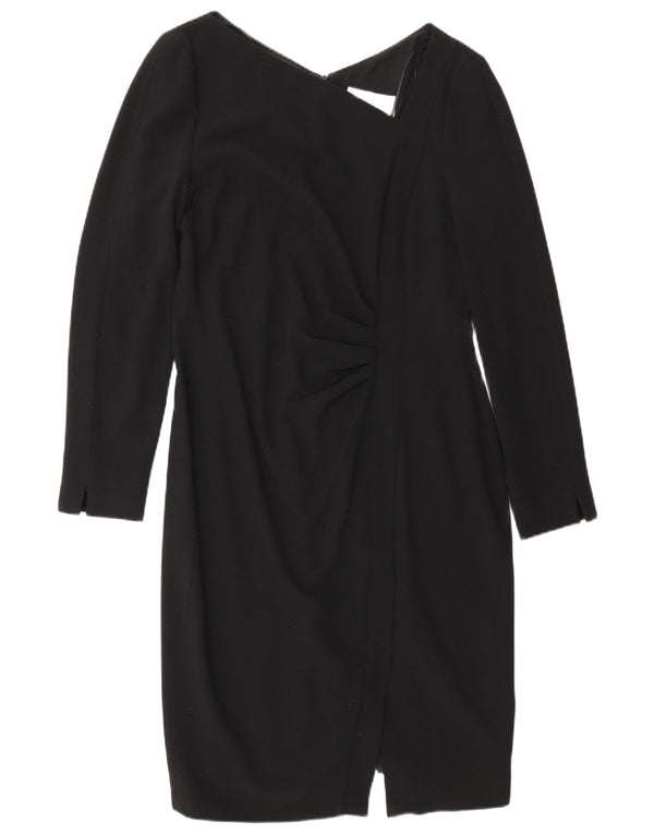 L.K. Bennett Damen Langarm-Etuikleid UK 14 Large Schwarz Polyester