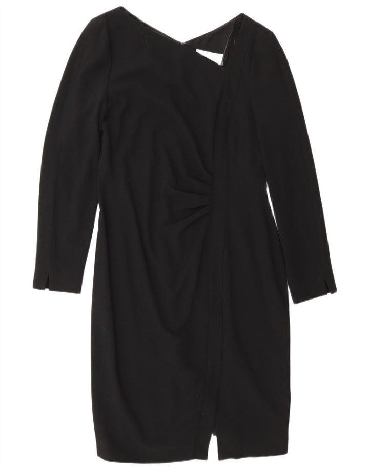 L.K. Bennett Damen Langarm-Etuikleid UK 14 Large Schwarz Polyester