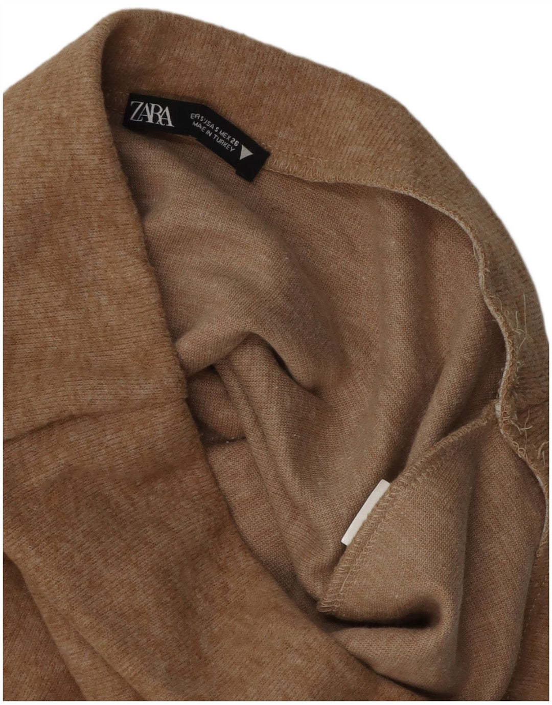 Zara Damen Strick-Midirock mit hoher Taille, Größe S, W26, Beige