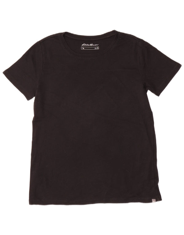 EDDIE BAUER Damen T-Shirt Top UK 18 XL Schwarz Baumwolle