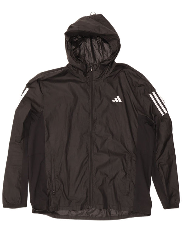 Adidas Herren Aeroready Kapuzen-Regenjacke UK 42 XL Schwarz Polyester