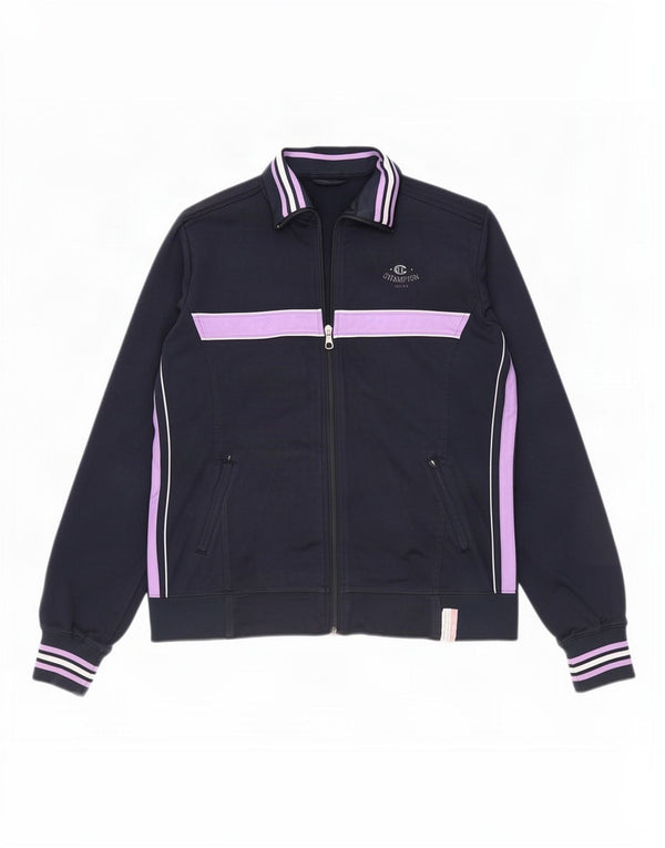 Champion Damen-Trainingsanzug-Top-Jacke, UK 14, mittleres Marineblau, Farbblock