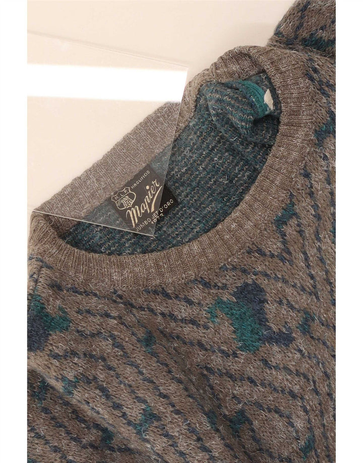 Mapier Herren-Pullover mit Rundhalsausschnitt, groß, grau, geometrisch