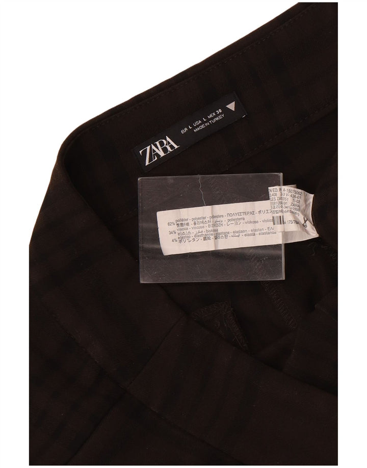 Gerade Chino-Hose für Damen von Zara, groß, W30, L29, braun kariertes Polyester