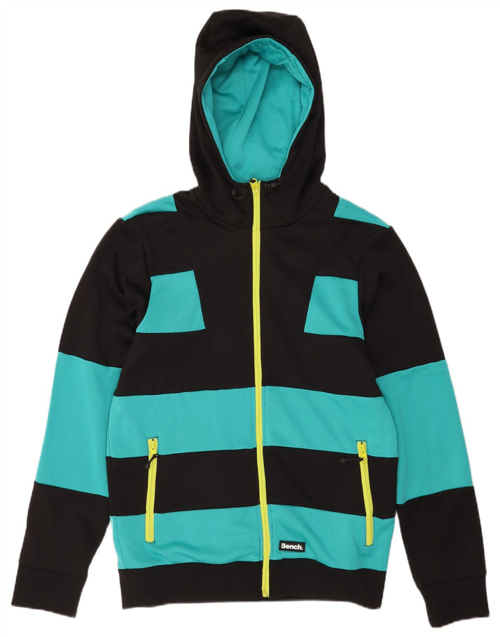 Bench Herren-Kapuzenpullover mit Reißverschluss, mittelschwarz, Farbblock-Polyester