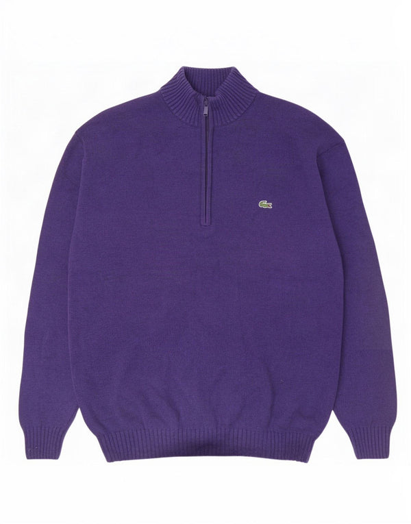 Lacoste Herren-Pullover mit Reißverschluss am Hals, Größe 7 2XL, lila Baumwolle