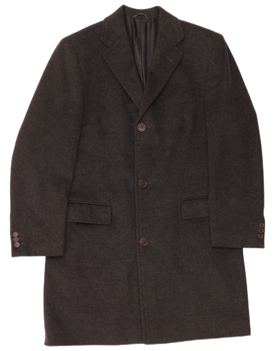 Vintage Herren Mantel IT 50 Große schwarze Wolle