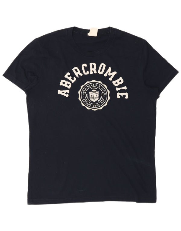 Abercrombie & Fitch Herren Muscle Fit Graphic T-Shirt Top Large Marineblau