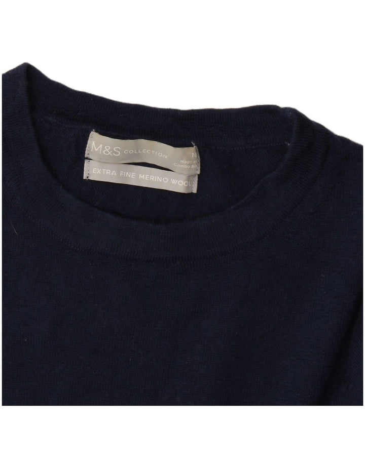 Marks & Spencer Damen-Pullover mit Rundhalsausschnitt, Gr. 10, Marineblau