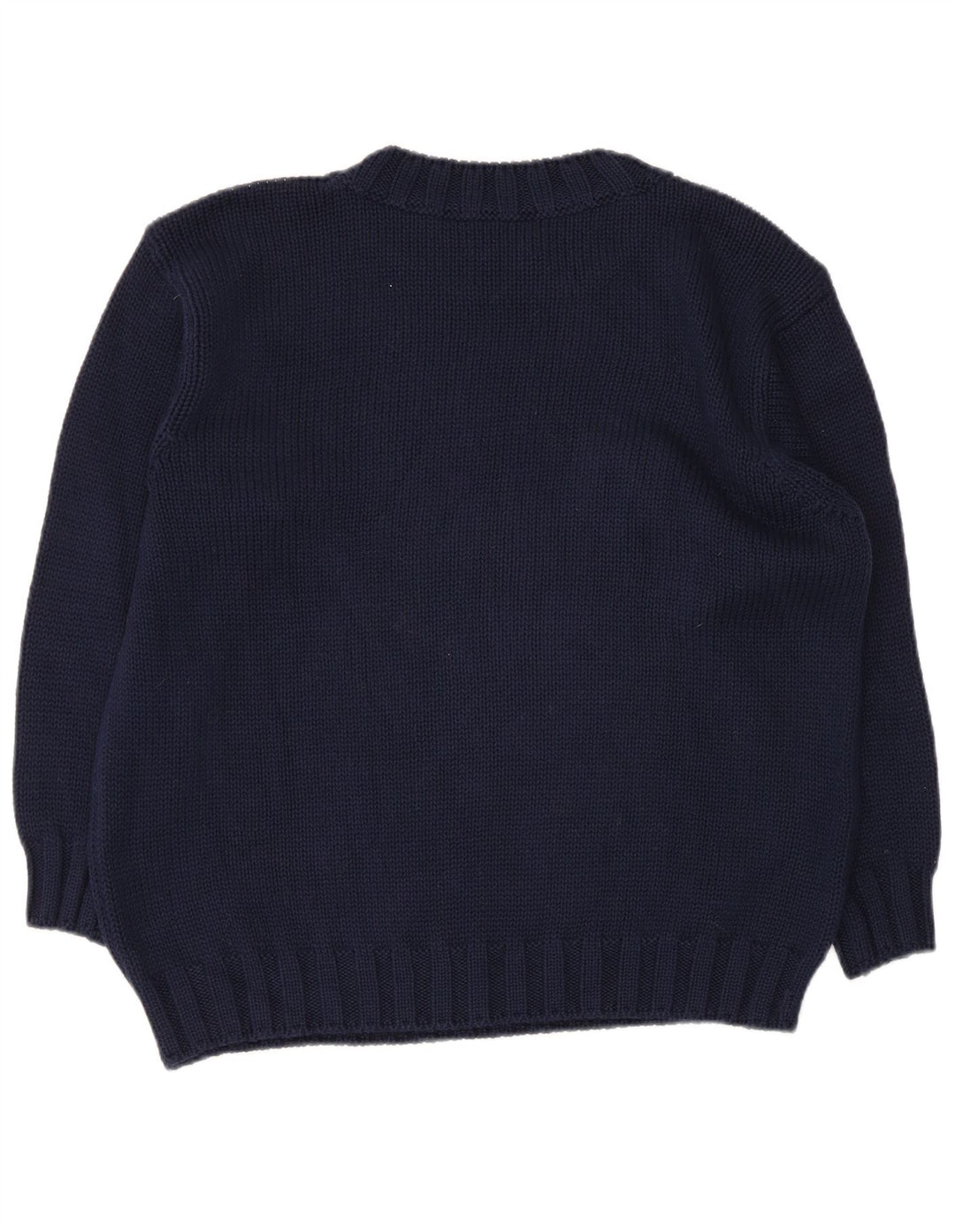 Benetton Damen-Pullover mit Rundhalsausschnitt, Größe 42, mittleres Marineblau mit Blumenmuster
