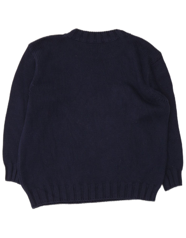 Benetton Damen-Pullover mit Rundhalsausschnitt, Größe 42, mittleres Marineblau mit Blumenmuster