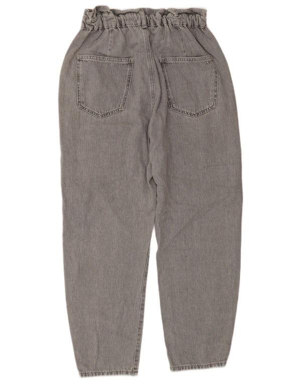 Zara Damen Crop High Waist Tapered Jeans EU 38 Small W28 L26 Graue Baumwolle