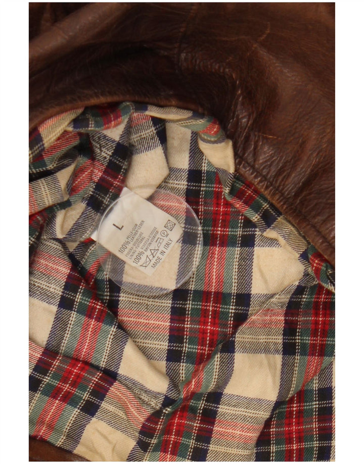 Americanino Damen Übergroße Lederjacke UK 16 Großes braunes Leder