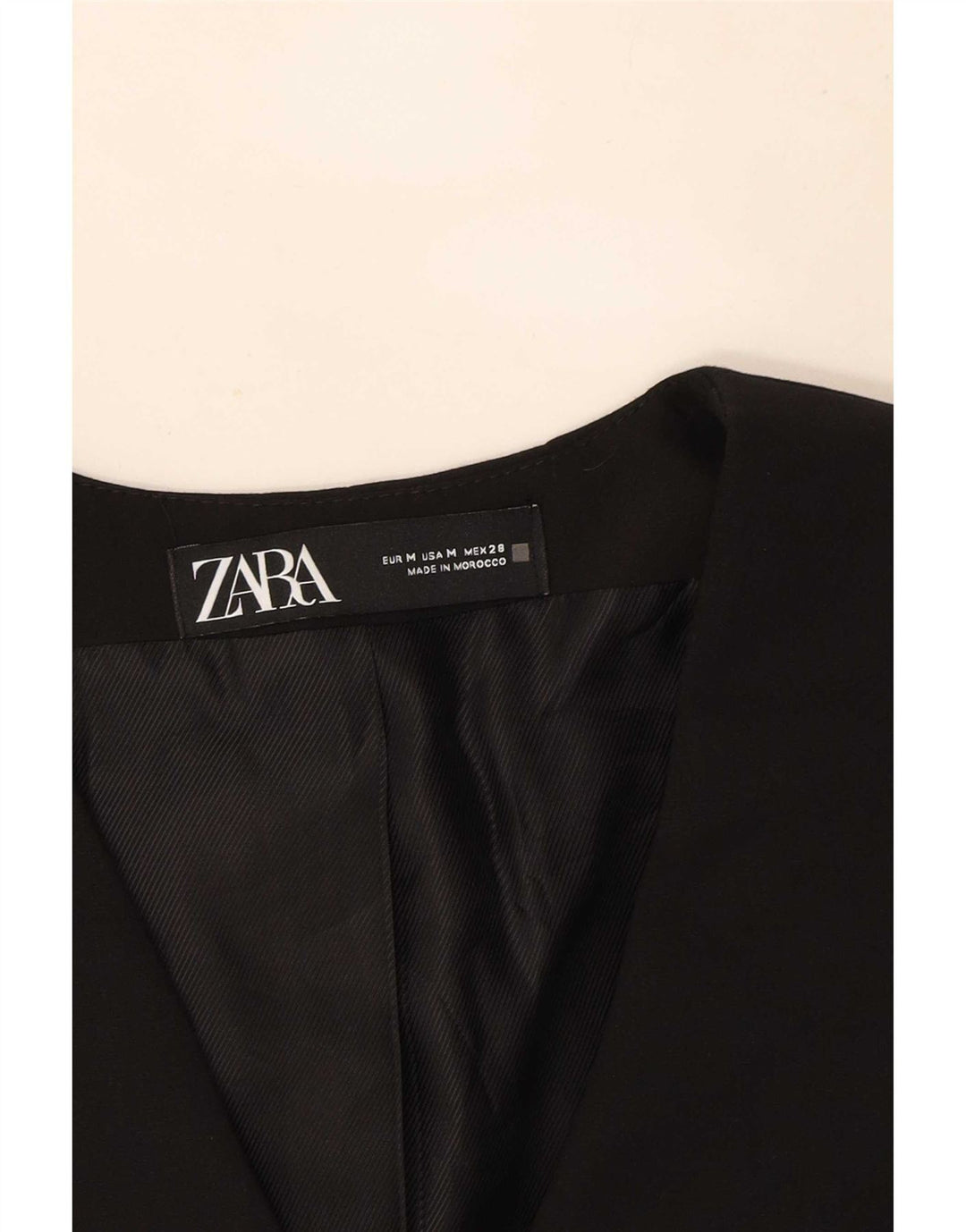 Zara Damen Crop Weste UK 14 Medium Schwarz Polyester