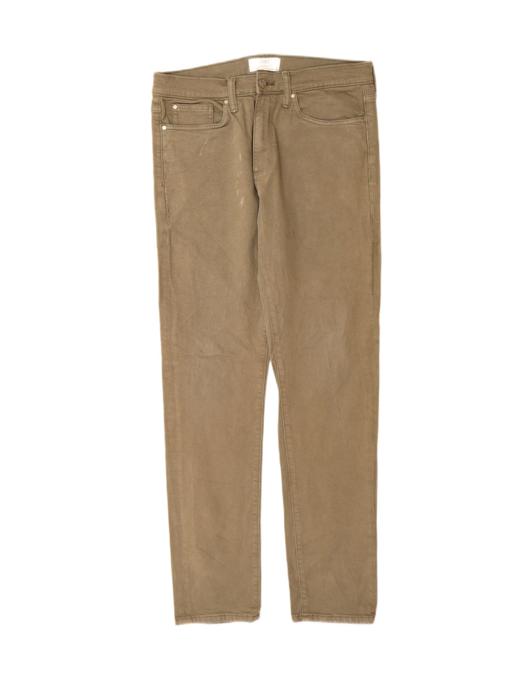 Marks & Spencer Herren Slim Jeans W32 L33 Khaki Baumwolle