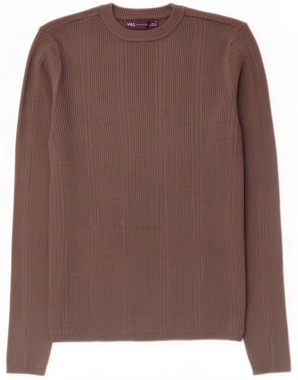 Marks & Spencer Damen-Pullover mit Rundhalsausschnitt, UK 12, mittlere Khaki-Viskose