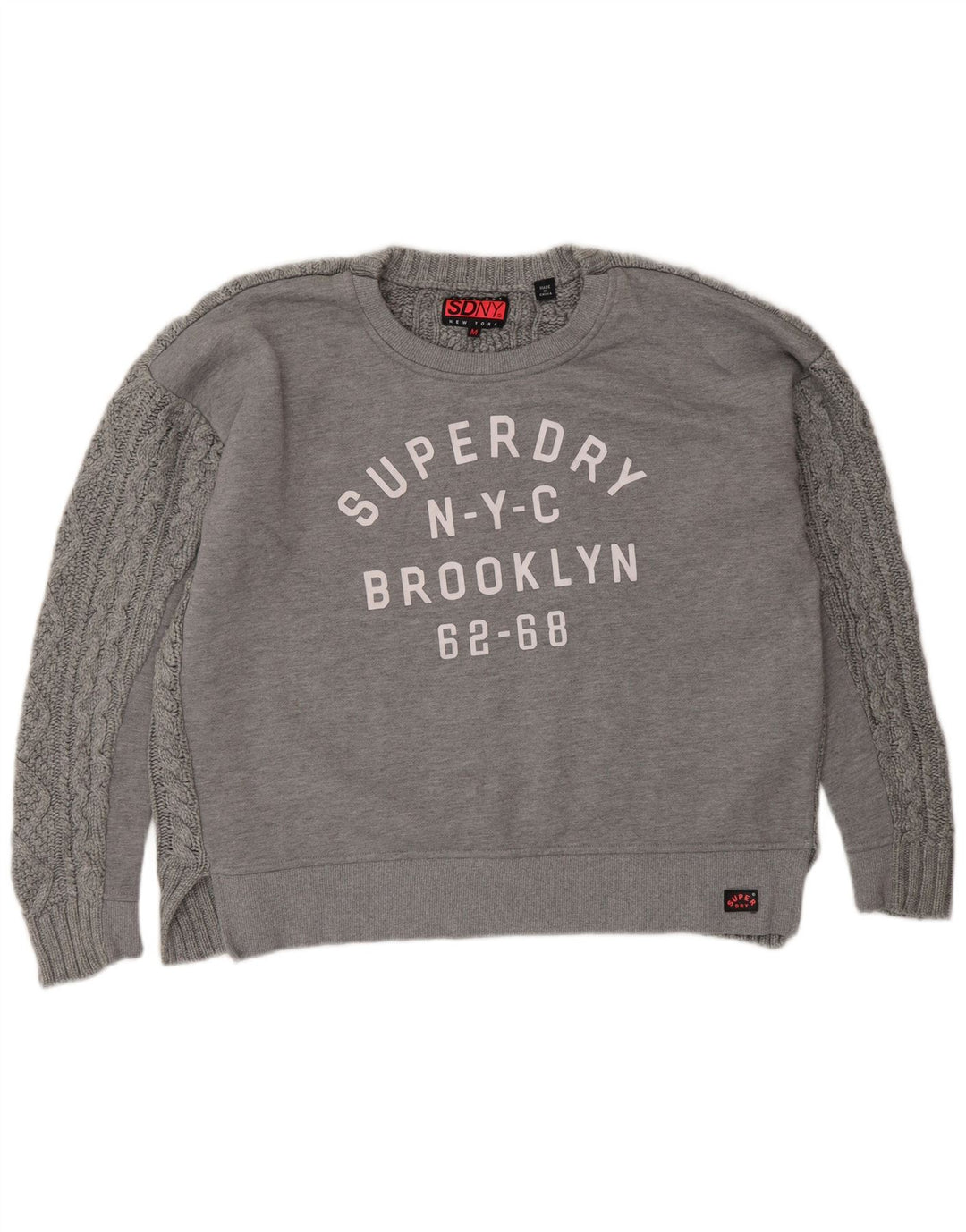 SUPERDRY Übergroßer Grafik-Sweatshirtpullover für Damen, UK 14, Mittelgrau