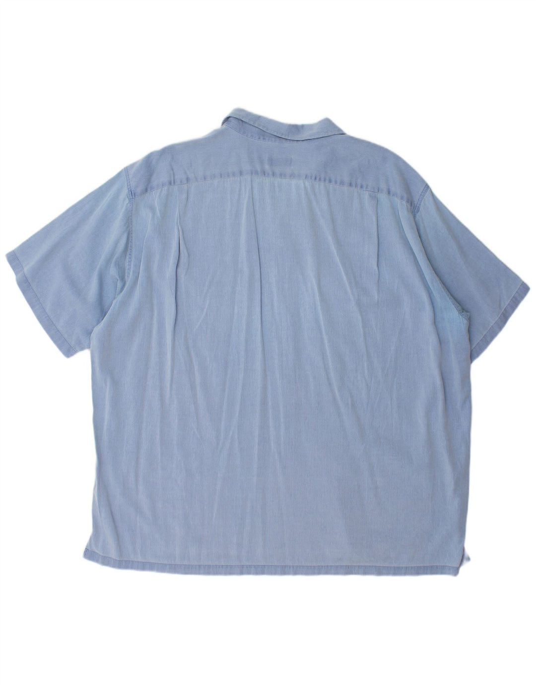 LACOSTE Herren-Kurzarmhemd, Größe 45, XL, blaue Nadelstreifen-Baumwolle