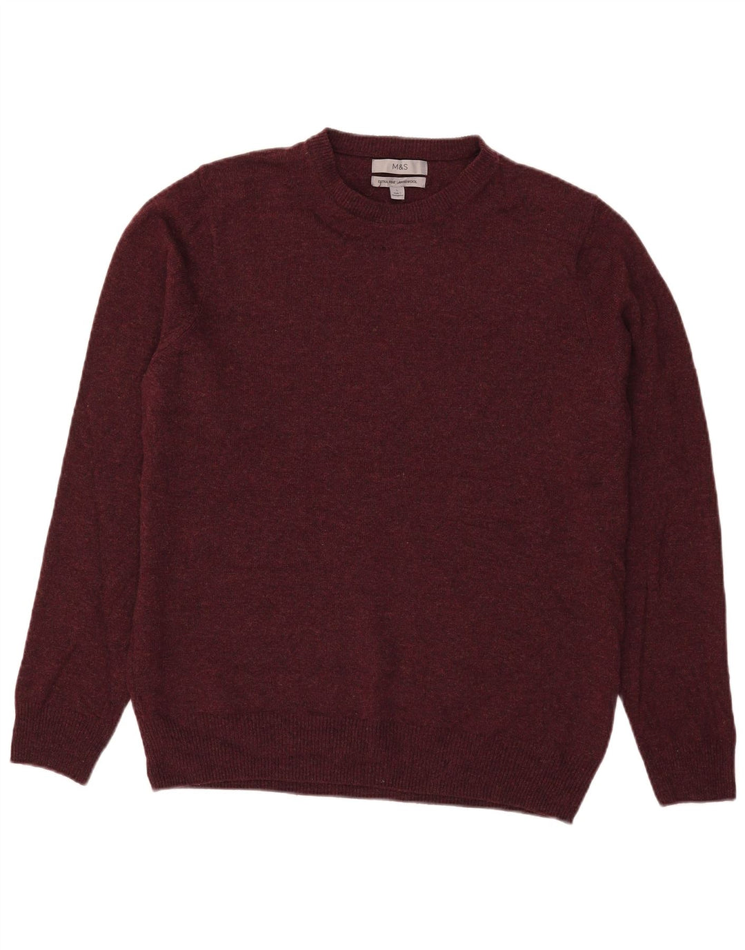 Marks & Spencer Herren-Pullover mit Rundhalsausschnitt, groß, burgunderrote Wolle