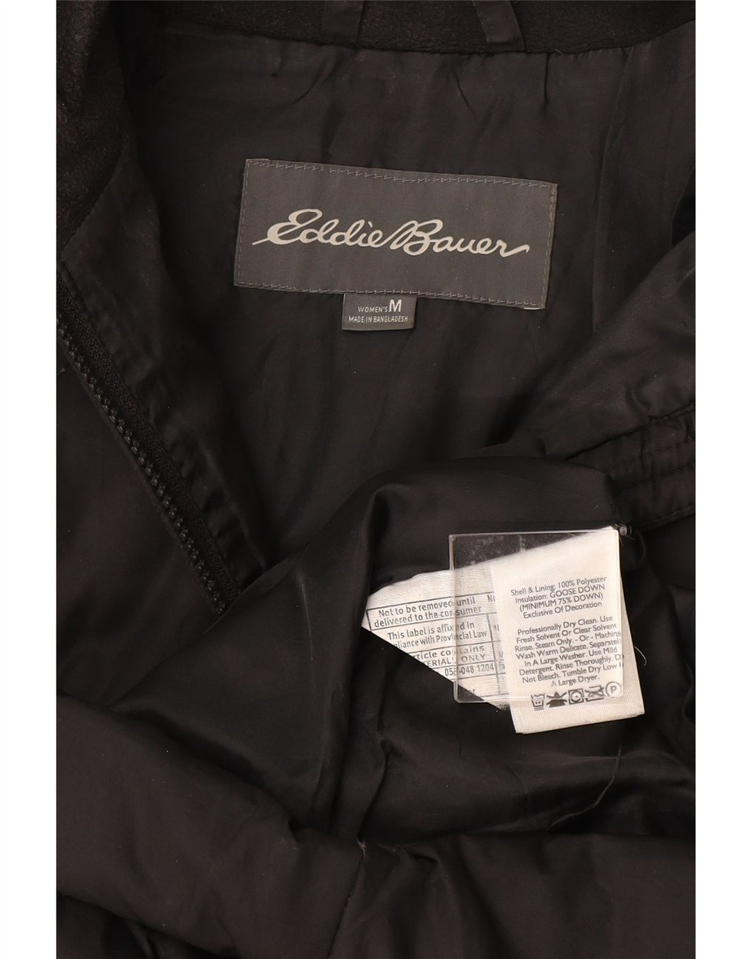 EDDIE BAUER Damen Wattierter Mantel UK 14 Medium Schwarz Polyester