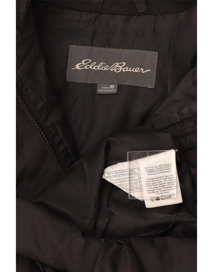 EDDIE BAUER Damen Wattierter Mantel UK 14 Medium Schwarz Polyester