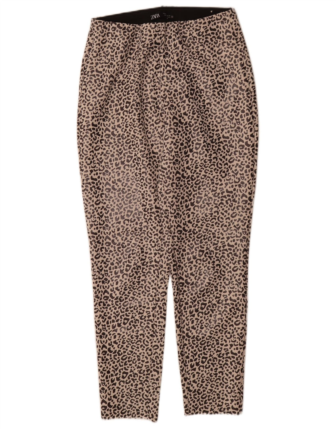 Zara Damen-Leggings UK 12 Mittelbeigefarbenes Polyester mit Tiermuster