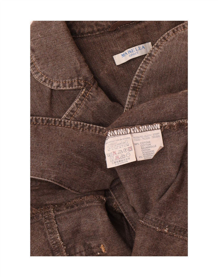 Marella Damen 2-Knopf-Denim-Blazer-Jacke, UK 14, große graue Baumwolle