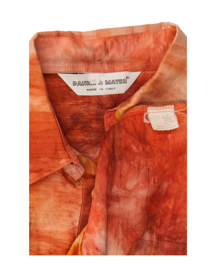 Daniel & Mayer Damen Hemdkleid IT 46 Große orangefarbene Batik-Seide