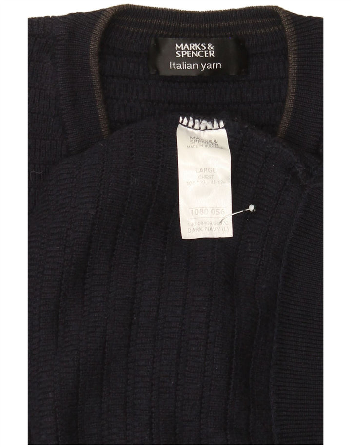 Marks & Spencer Herren-Pullover mit V-Ausschnitt, groß, Marineblau, Acryl