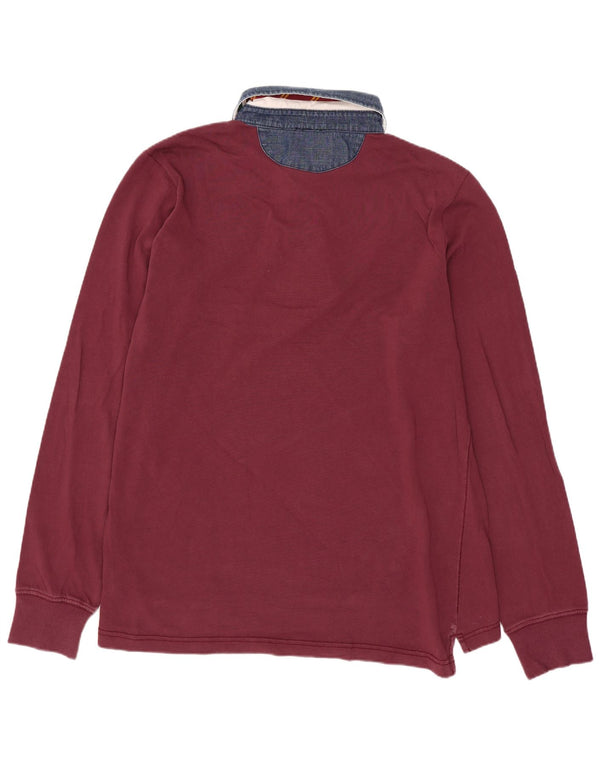 Benetton Mens PLAYLIFE Rugby Polo Shirt Large Burgundy Colourblock