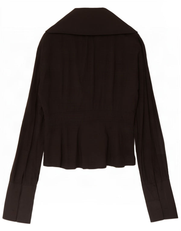 Karen Millen Damen Langarm-Blusenoberteil UK 10 Small Schwarz Polyester