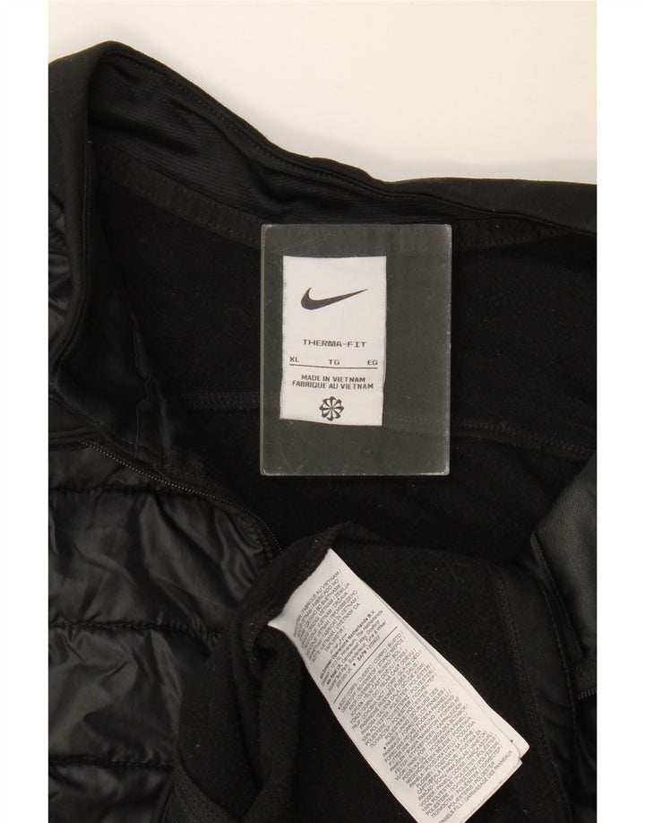 NIKE Herren Dri Fit Zip Neck Sweatshirt Pullover XL Schwarz Polyester
