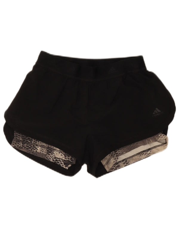 Adidas Womens Climalite Sport Shorts UK 4/6 XS Black Animal Print