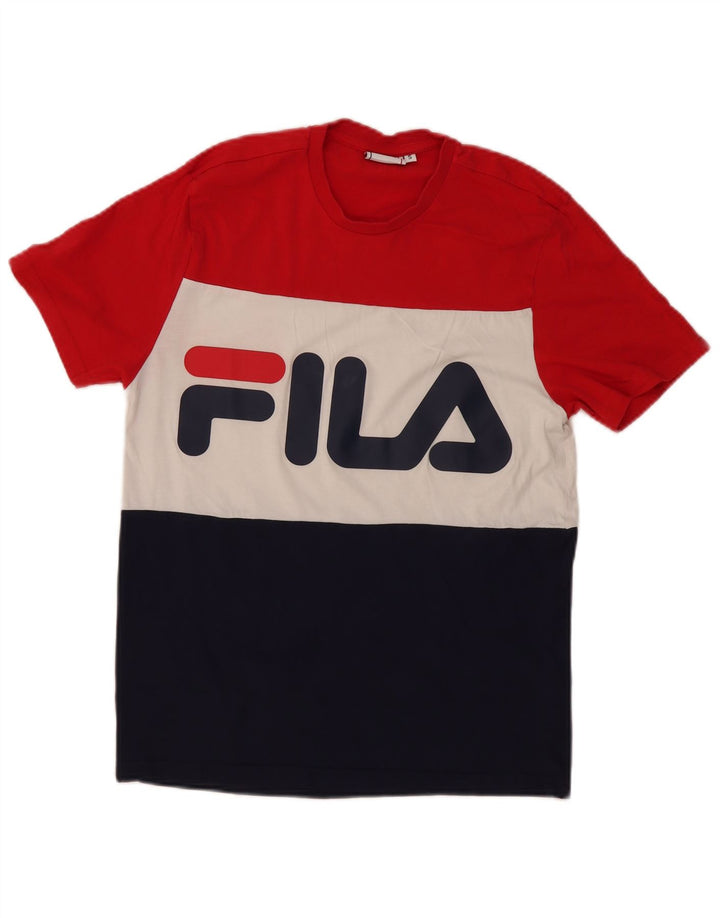 Fila Herren-T-Shirt mit Grafik, Größe S, mehrfarbig, Colourblock-Baumwolle