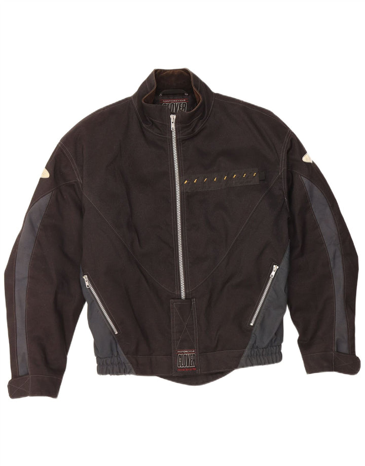 Clover Herren-Motorrad-Racer-Jacke, UK 40, Größe L, Schwarz, Farbblock