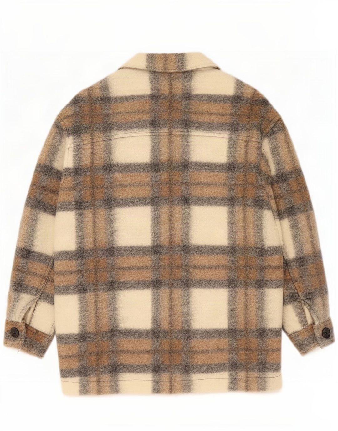 Übergroße Utility-Jacke für Damen von Zara, UK 14, Mittelbeige, kariertes Polyester