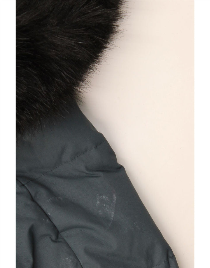 Superdry Damen Bomberjacke mit Kapuze, wattiert, UK 14, mittelblau, Farbblock