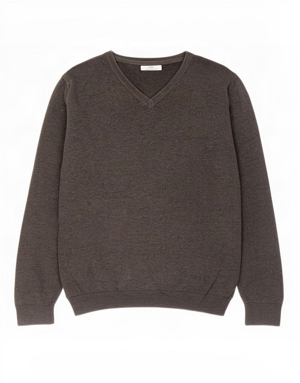 Marks & Spencer Jungen-Pullover mit V-Ausschnitt, 13–14 Jahre, graue Baumwolle