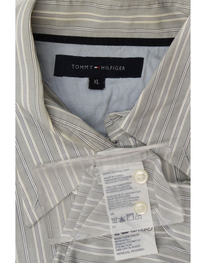 TOMMY HILFIGER Herrenhemd XL grau gestreift aus Baumwolle