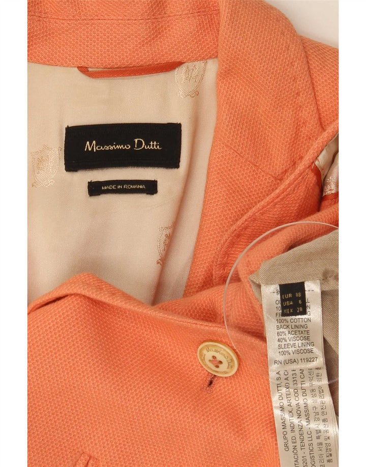 Massimo Dutti Damen 1-Knopf-Blazerjacke EU 38 Small Orange Cotton