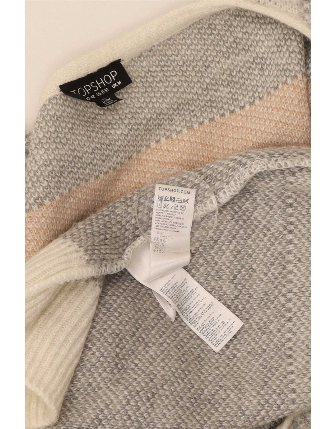 Topshop Damen-Strickjacke in Übergröße, Gr. 14, Mittelbeige, Karo, Acryl