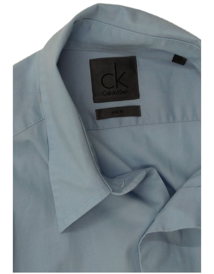 Calvin Klein Herren-Slim-Fit-Hemd aus mittelblauer Baumwolle