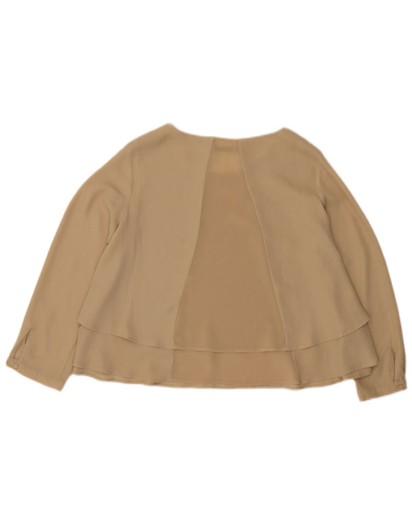 Zara Damen Langarm-Blusenoberteil UK 14 Medium Beige Polyester