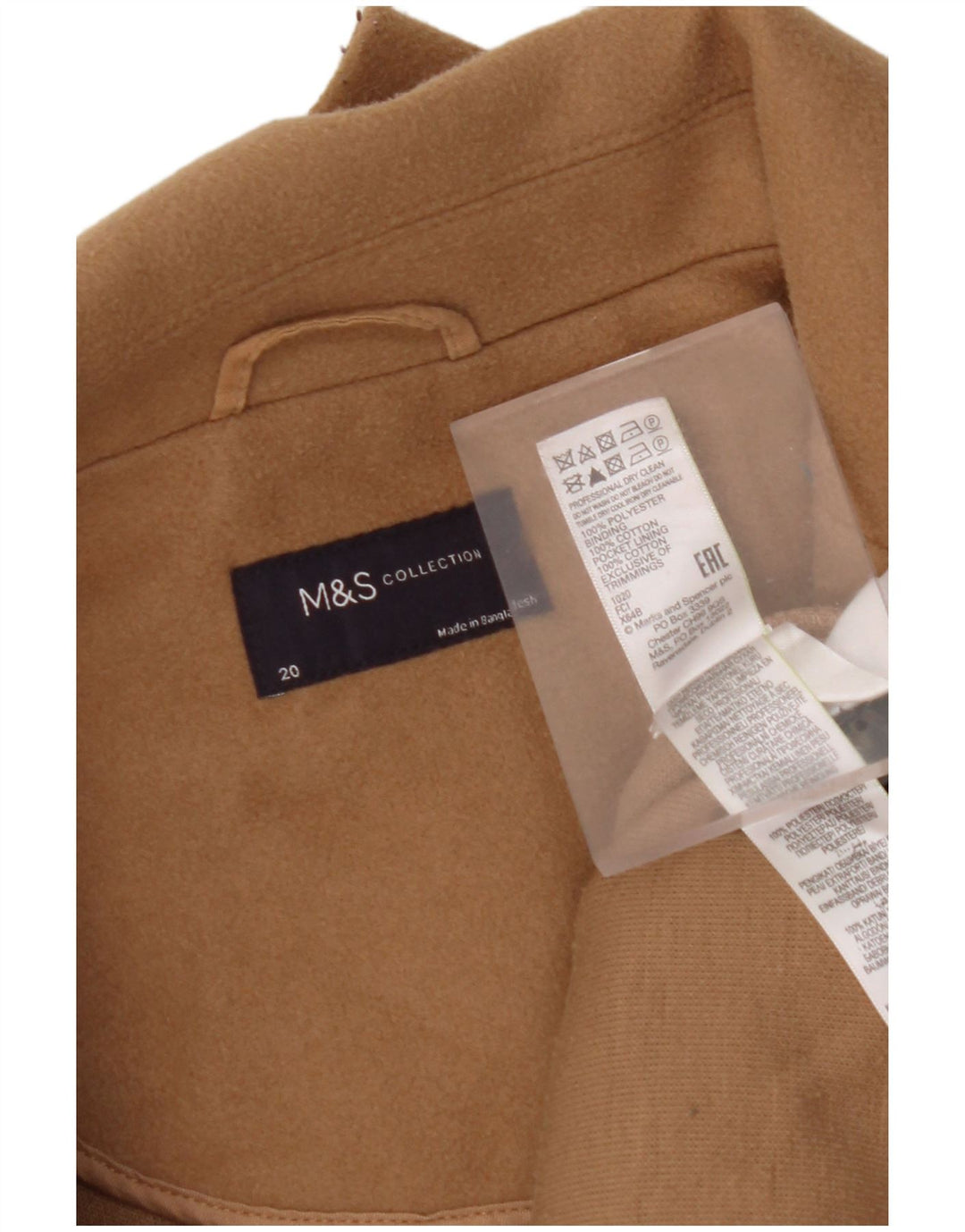 MARKS & SPENCER Womens Overcoat UK 20 2XL  Brown Polyester