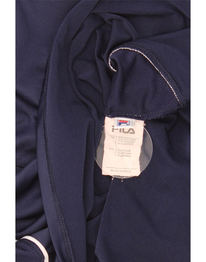 Fila Damen T-Shirt Top UK 14 Medium Marineblau Polyester