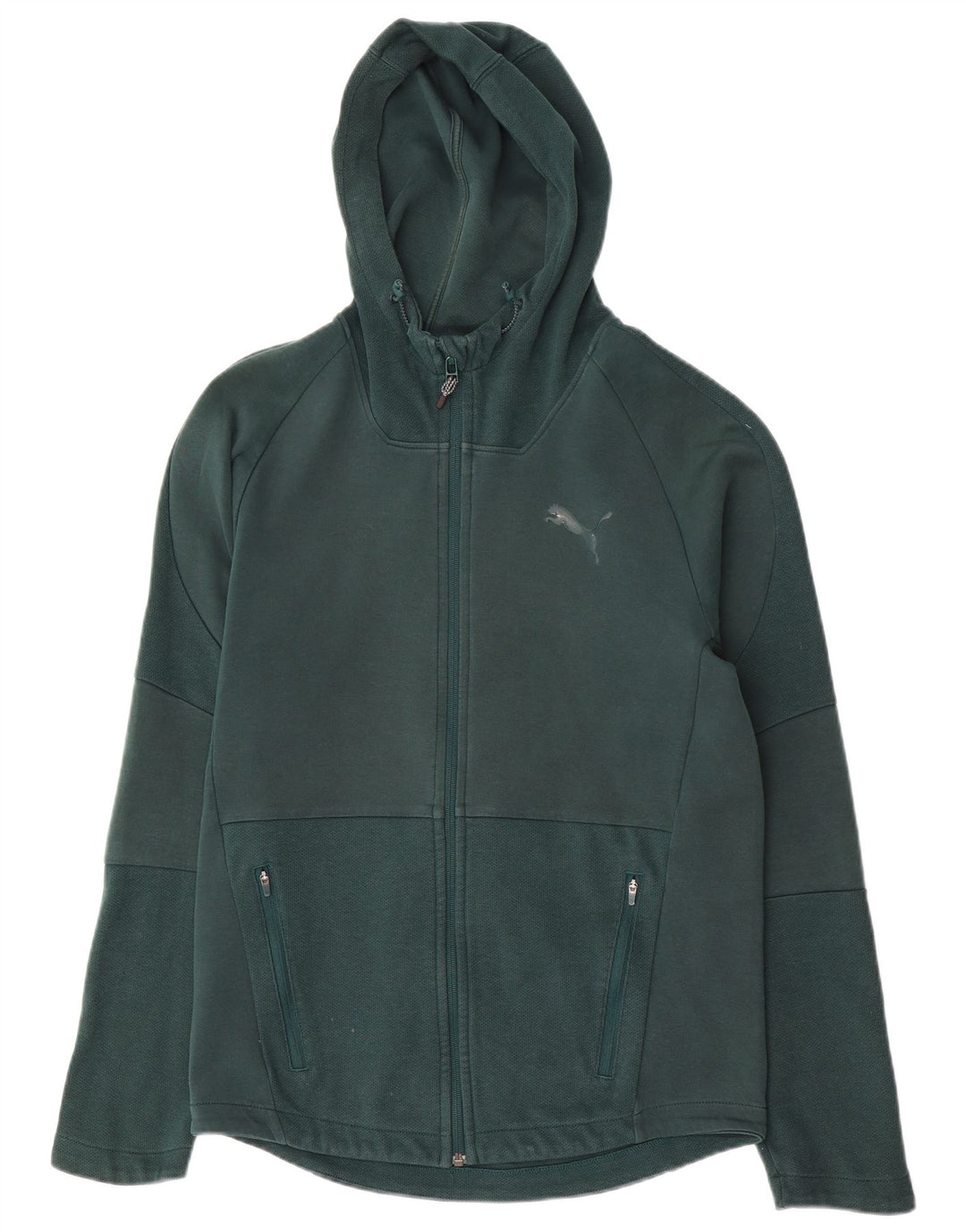 Puma Herren-Kapuzenpullover mit Reißverschluss, mittelgrüne Baumwolle