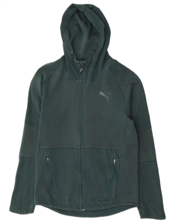 Puma Herren-Kapuzenpullover mit Reißverschluss, mittelgrüne Baumwolle