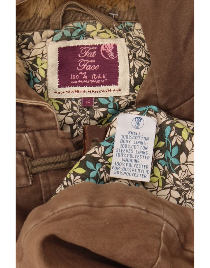 Fat Face Damen Übergroße Duffle-Jacke mit Kapuze, UK 16, Größe L, Braun, Baumwolle